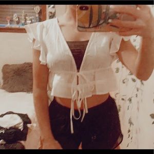 White front tie top